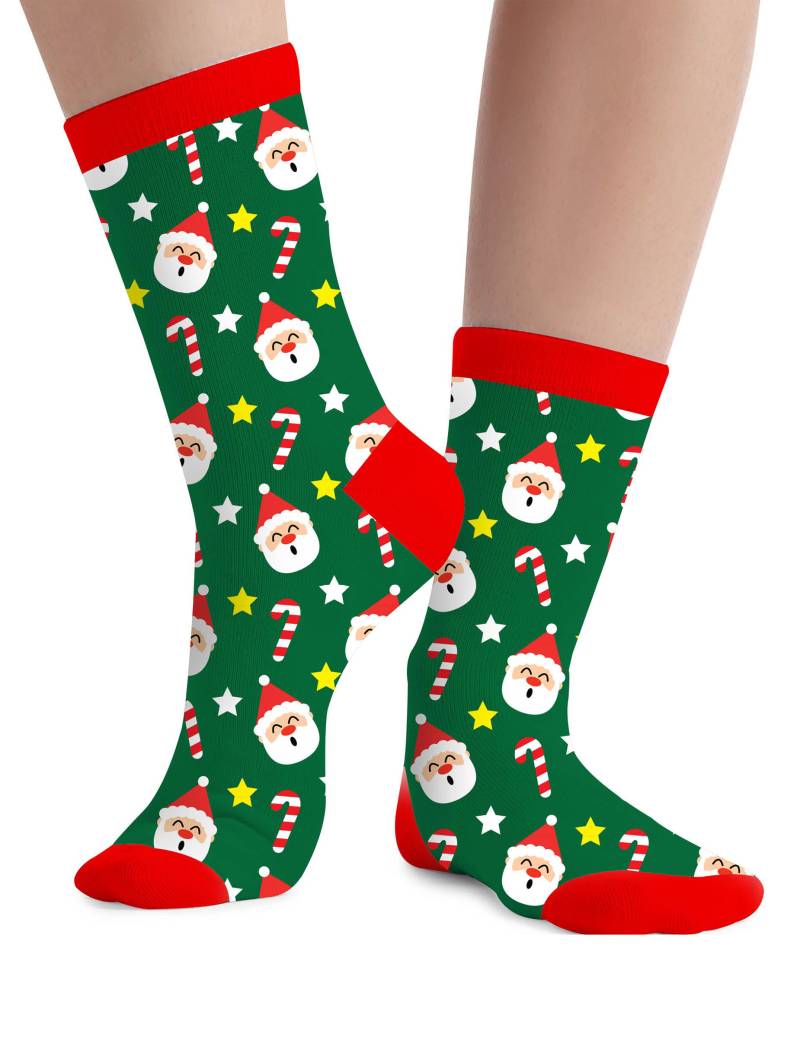 Socken mit Weihnachtsmann Motiv für Erwachsene Grün von GUIRMA