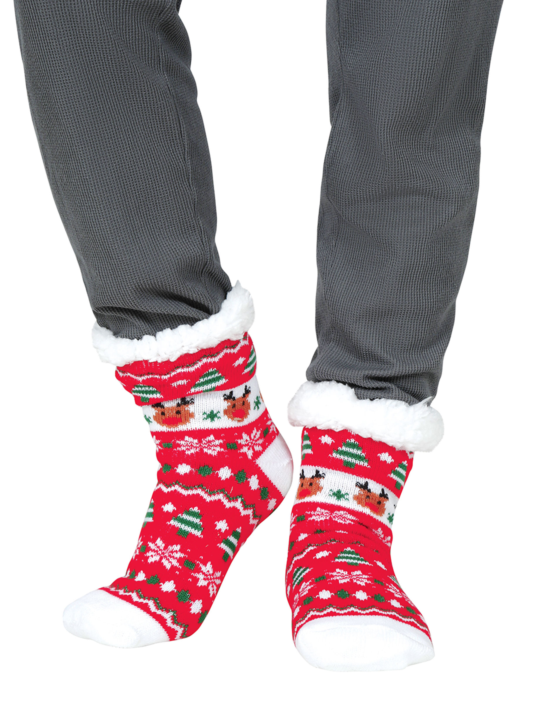 Thermosocken Weihnachten Rentier Motiv für Erwachsene Rot von GUIRMA