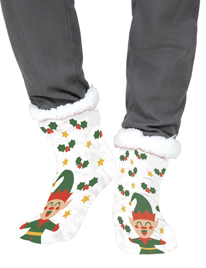 Thermosocken mit Weihnachtselfen Motiv für Erwachsene von GUIRMA