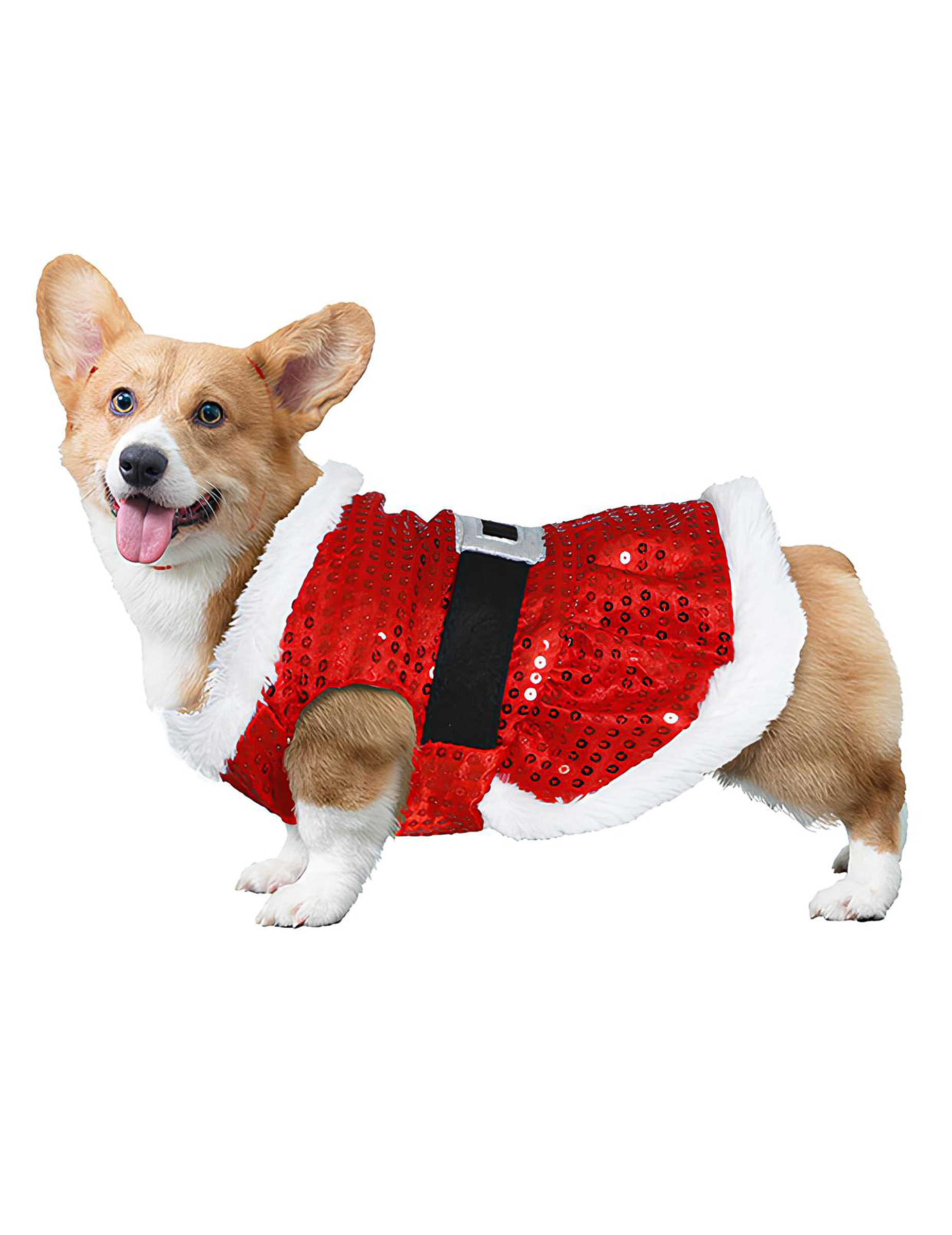 Weihnachts Kostüm für Hund mit Pailletten festliches Outfit von GUIRMA