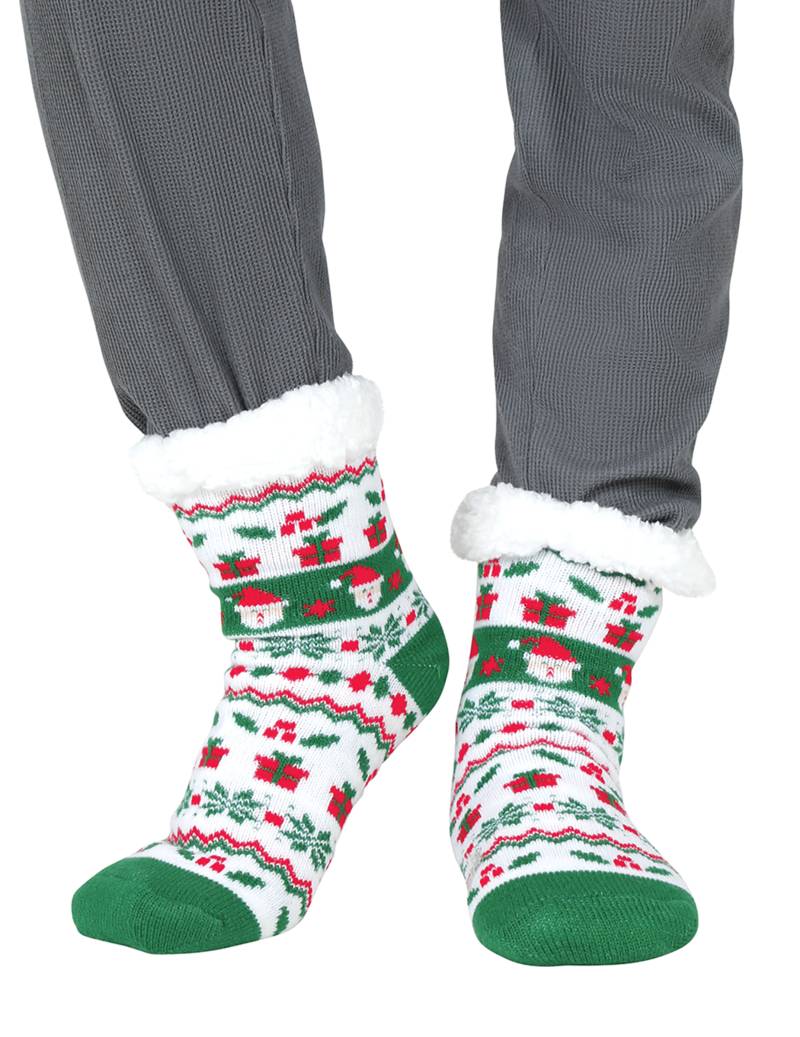 Weihnachts Thermosocken für Erwachsene Weiß Grün von GUIRMA