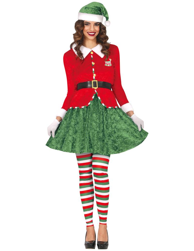 Weihnachtself Damenkostüm Rot Grün von GUIRMA