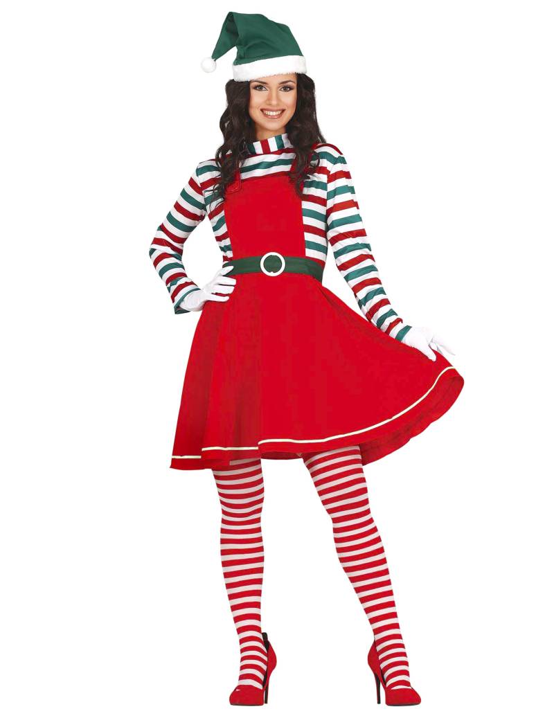 Weihnachtself Damenkostüm rot-grün von GUIRMA