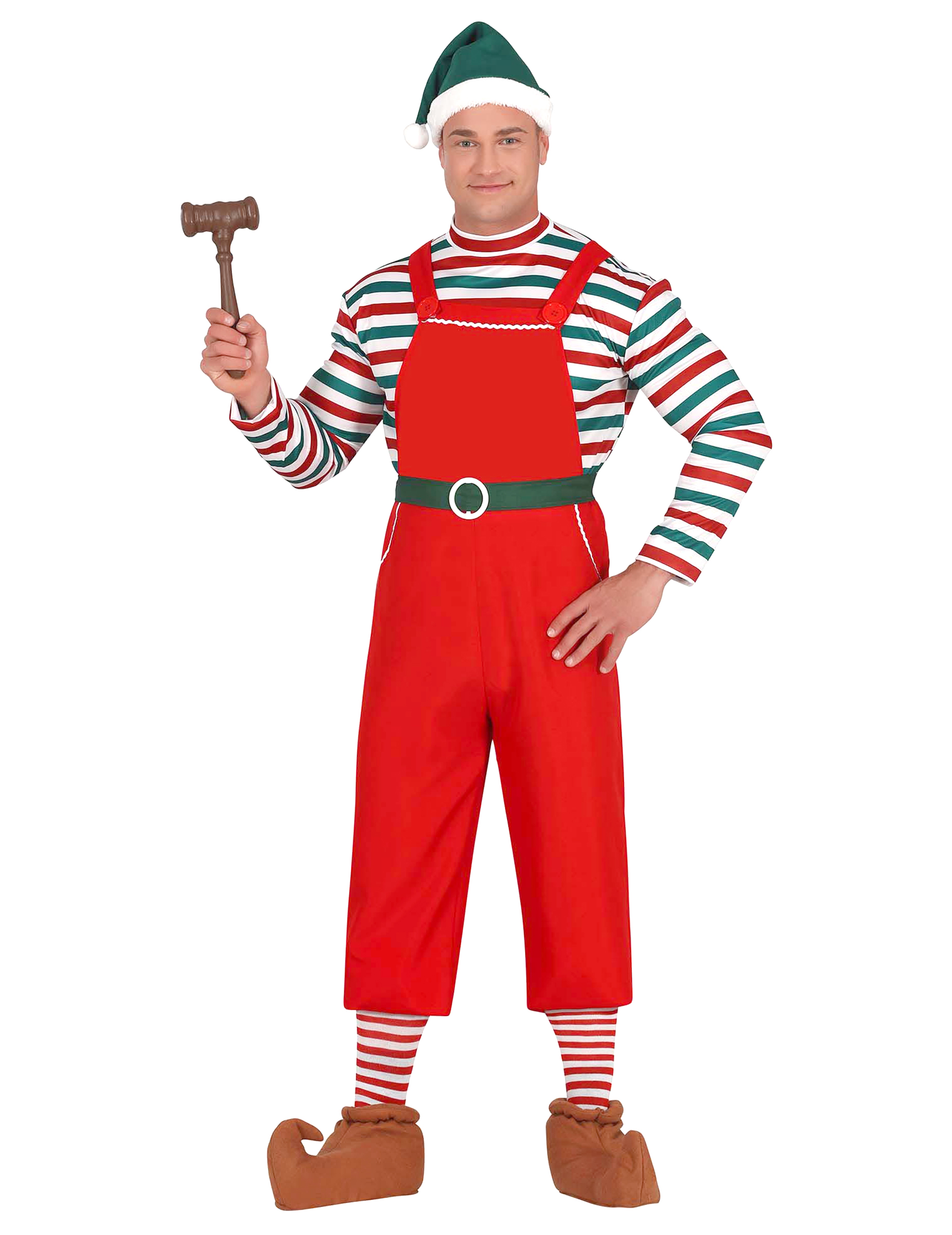 Weihnachtself Herrenkostüm rot-grün-weiß von GUIRMA