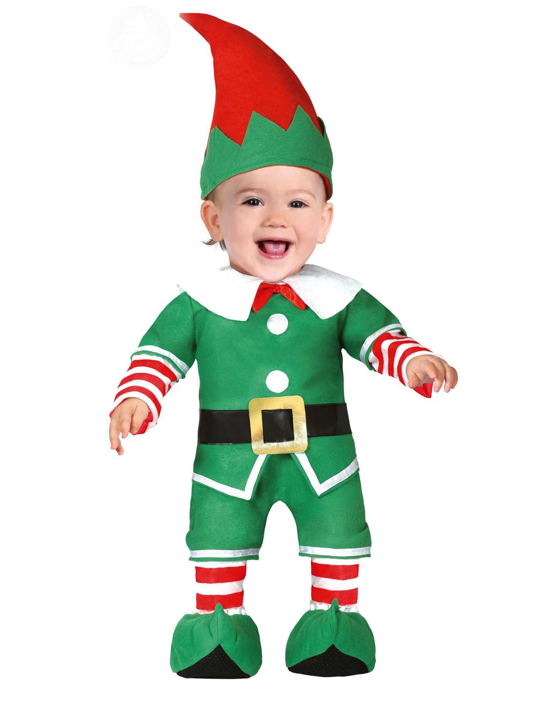 Weihnachtself-Kostüm für Babys Baby-Weihnachtskostüm grün-rot-weiss von GUIRMA