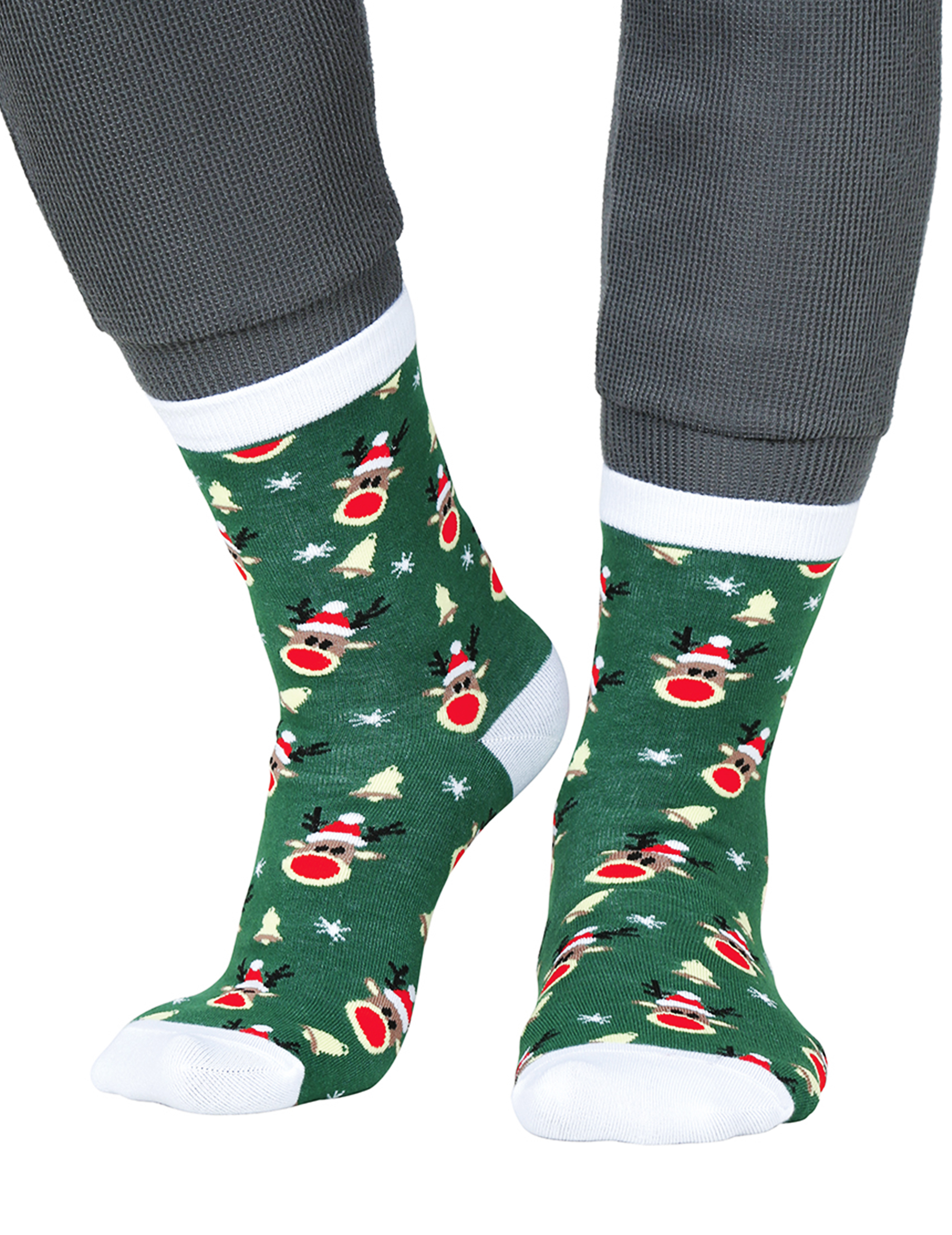 Weihnachtssocken Rentier Motiv für Erwachsene Grün von GUIRMA