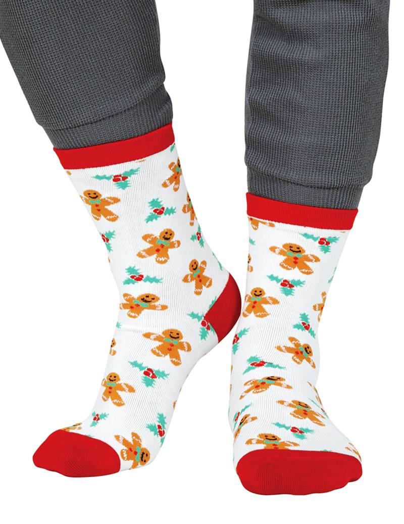 Weihnachtssocken mit Lebkuchen Muster für Erwachsene Weiß Weihnachtssocken mit Lebkuchen Muster für Erwachsene Weiß von GUIRMA