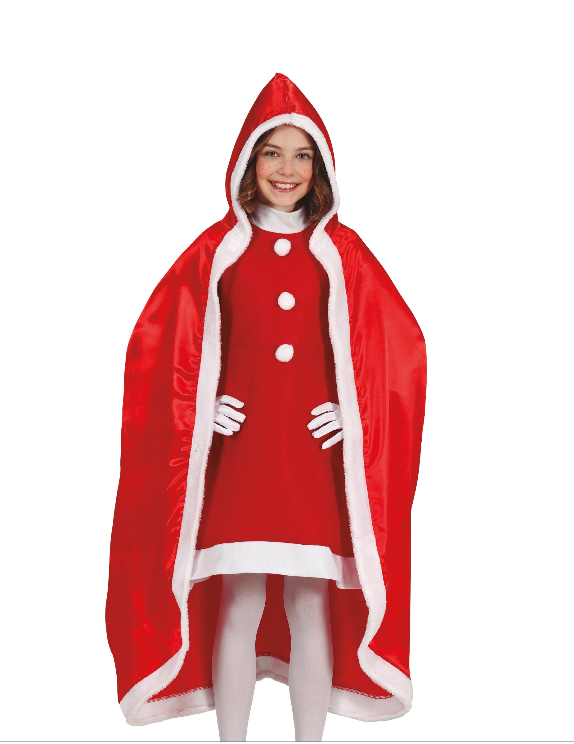 Weihnachtsumhang für Kinder Kostümaccessoire rot-weiss von GUIRMA