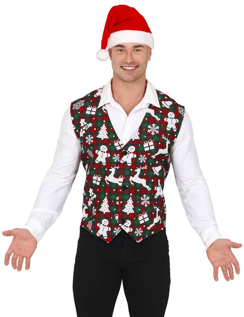 Weihnachtsweste Erwachsene tartan Weihnachtsmotive von GUIRMA