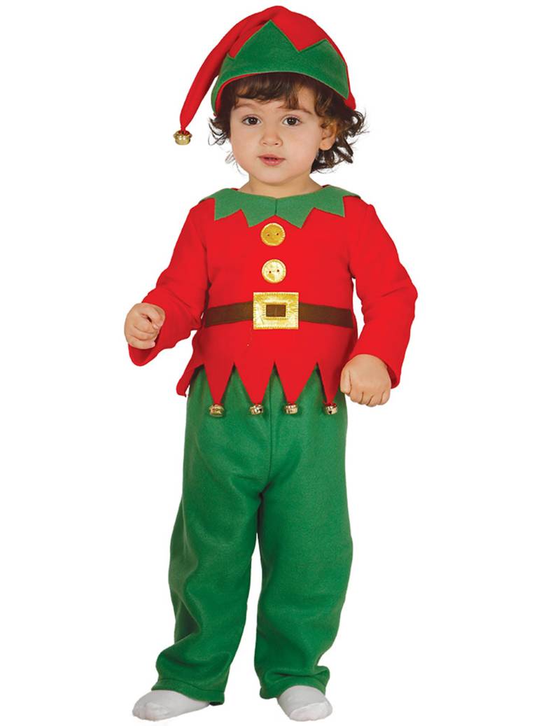 Wichtel-Kostüm für Kinder Kleinkinder-Weihnachtskostüm rot-grün-gold von GUIRMA