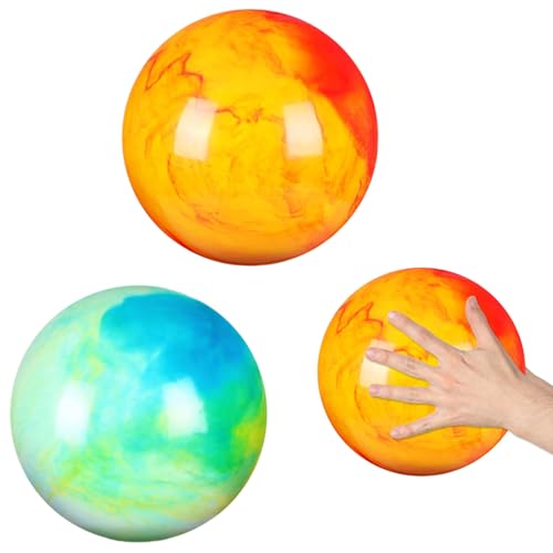 2 Stück Bouncy Kickball, PVC Kinder Spielball, Strandball, PVC Bouncy Kickball, Mehrfarbig Regenbogen Ball, Schwimmball Spielzeug Beachball, für Kinder Drinnen und Draußen (A) von GUIZIYAO