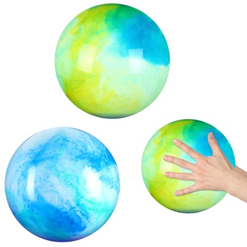 2 Stück Bouncy Kickball, PVC Kinder Spielball, Strandball, PVC Bouncy Kickball, Mehrfarbig Regenbogen Ball, Schwimmball Spielzeug Beachball, für Kinder Drinnen und Draußen (B) von GUIZIYAO