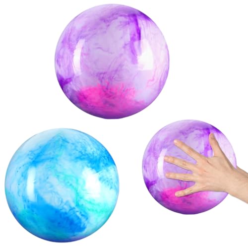 2 Stück Bouncy Kickball, PVC Kinder Spielball, Strandball, PVC Bouncy Kickball, Mehrfarbig Regenbogen Ball, Schwimmball Spielzeug Beachball, für Kinder Drinnen und Draußen (C) von GUIZIYAO