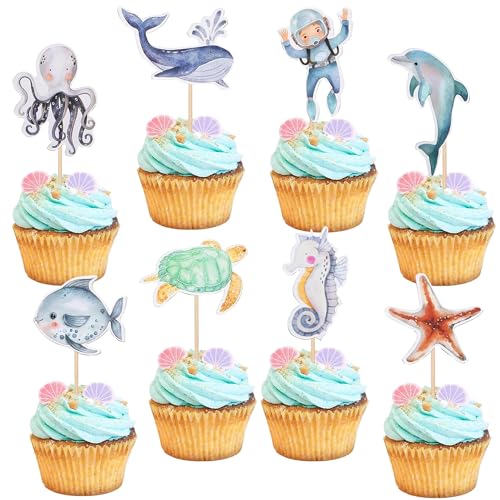 24 Stück Cupcake Topper, Thema Tortendeko Geburtstag, Cupcake Dekoration, Meeresfisch Muffin Deko für Kinder Party, Geburtstag Party, Baby Shower 24 Stück Cupcake Topper, Thema Tortendeko Geburtstag, Cupcake Dekoration, Meeresfisch Muffin Deko für Kinder Party, Geburtstag Party, Baby Shower von GUIZIYAO