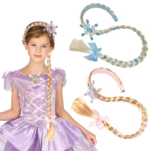 Prinzessin Perücke Zopf, Geflochten Prinzessin Perücken, Haarreif Prinzessin Zopf, Rapunzel Perücke Zopf, Haarband Zopf Geflochten, für Princess Theatre Cosplay und Kindergeburtstagsparty (2PCS) von GUIZIYAO
