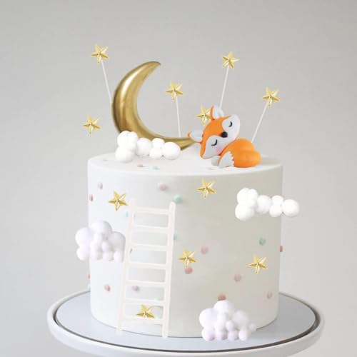 Tortendeko Geburtstag, Füchse Tortendeko Geburtstag, Weiße Wolke Kuchendeckel, Cake Topper Geburtstag mit Wolke, Sterne, Mond, Leiter, Fuchs, für Mädchen Junge Geburtstagsparty Tortendeko Geburtstag, Füchse Tortendeko Geburtstag, Weiße Wolke Kuchendeckel, Cake Topper Geburtstag mit Wolke, Sterne, Mond, Leiter, Fuchs, für Mädchen Junge Geburtstagsparty von GUIZIYAO