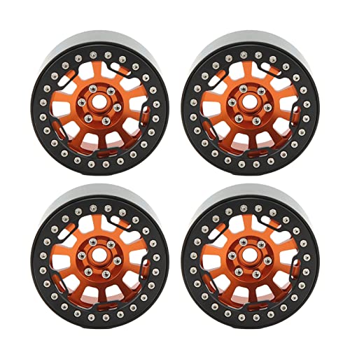GULEEK Universal 4PCS 2,2 Zoll Radnabensatz aus Aluminiumlegierung für 1/10 RC Simulation Crawler Premium-Ersatzteile (Orange) von GULEEK