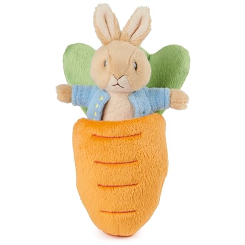 GUND Beatrix Potter 2-in-1 Peter Hase mit Karotte Plüsch Spielset, Bunny Stofftier ab 1 Jahre, Orange/Blau, 17,8 cm von GUND