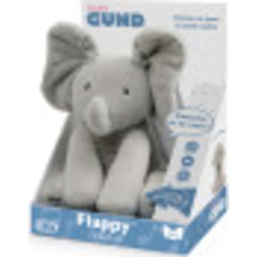 GUND Flappy Elephant Plüschtier für Babys – bewegt Sich, spricht und singt auf Französisch zum Erwachen Ihres Kindes – Plüschtier Elefant Größe 30 cm – 6054176 – Spielzeug Baby ab 10 Monaten von GUND