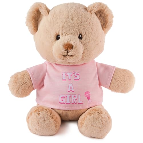 GUND "It's a Girl" Nachhaltiger Botschaftsbär mit pinkem T-Shirt, Teddybär aus 100% recycelten Materialien, für Kinder ab 1 Jahre, Hellbraun, 30,5 cm von GUND