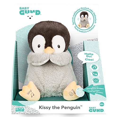 GUND Kissy, der Pinguin - singt, spricht und wirft Küsschen, Sprache wahlweise auf Deutsch oder Italienisch einstellbar, ab 10 Monaten von GUND