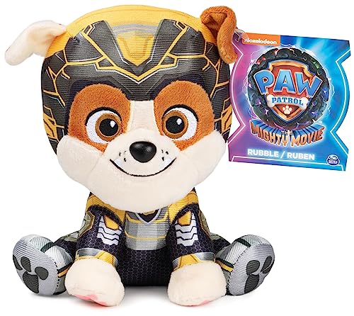 GUND PAW Patrol Der Mighty Kinofilm Rubble, 15 cm - original Plüschtier zum Kinofilm 2023, zum Nachspielen der Lieblingsszenen und treuer Begleiter, Spielzeug für Kinder ab 1 Jahr von GUND
