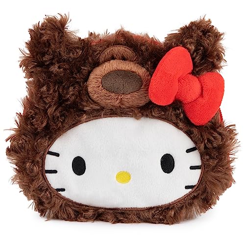 GUND Sanrio Hello Kitty Philbin Teddybär-Plüschbeutel mit Reißverschluss, für Kinder ab 1 Jahren, Braun, 14 cm von GUND