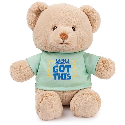 GUND "You Got This" nachhaltiger Botschaftsbär mit grünem T-Shirt, Teddybär aus 100% recycelten Materialien, für Kinder ab 1 Jahren, Hellbraun, 30,5 cm von GUND