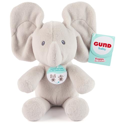 Gund Baby Peek-a-Boo Flappy Elefant Plüsch, Elefant Stofftier, Babyspielzeug ab 0 Jahren, Grau, 17,8 cm von GUND