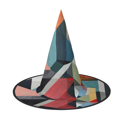 Abstrakter geometrischer Druck, stilvoller Halloween-Hexenhut für Partys, Karneval und Cosplay, leicht, faltbar von GUOLGP