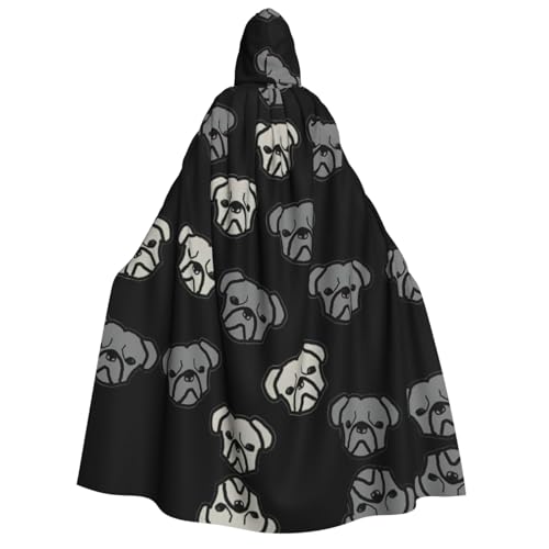Amerikanische Bulldogge Kopf Druck Männer und Frauen Erwachsene Kapuzenumhang für Halloween, Weihnachten, Karneval, Mottopartys von GUOLGP