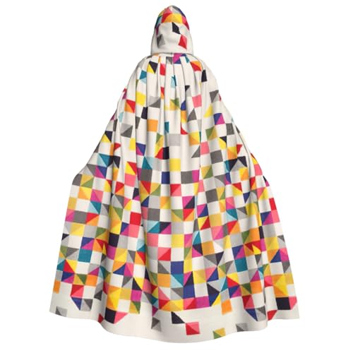 Dreieckiger geometrischer Druck, für Damen und Herren, Kapuzenumhang für Halloween, Weihnachten, Karneval, Mottopartys von GUOLGP