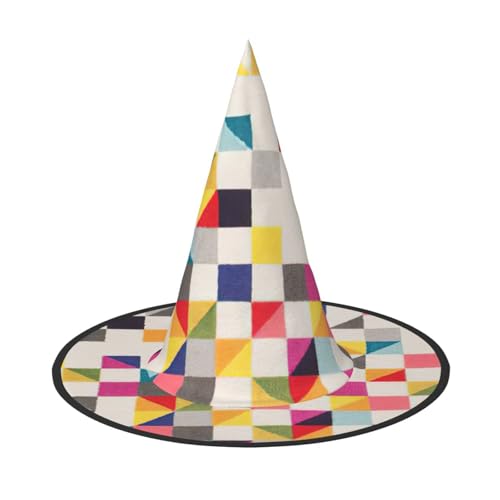 Dreieckiger geometrischer Druck, stilvoller Halloween-Hexenhut für Partys, Karneval und Cosplay, leicht, faltbar von GUOLGP