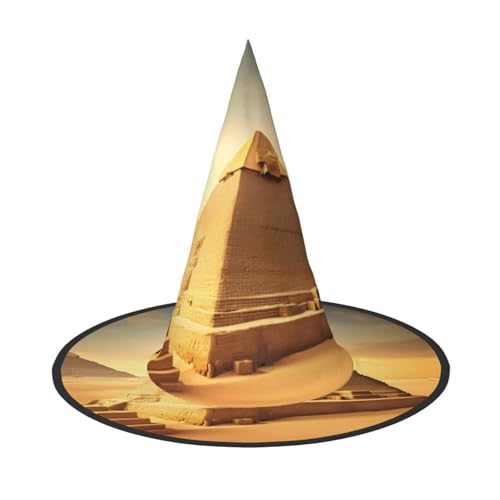 GUOLGP Ägyptische Pyramide im Wüstendruck, stilvoller Halloween-Hexenhut, für Partys, Karneval und Cosplay, leicht, faltbar von GUOLGP