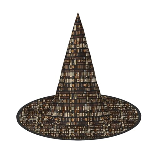 GUOLGP Afrikanischer Schlammtuch, Tribal-Druck, stilvoller Halloween-Hexenhut, für Partys, Karneval und Cosplay, leicht, faltbar von GUOLGP