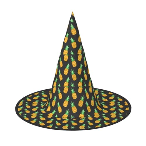GUOLGP Ananas-Druck Stilvoller Halloween-Hexenhut für Partys Karneval und Cosplay Leicht Faltbar von GUOLGP
