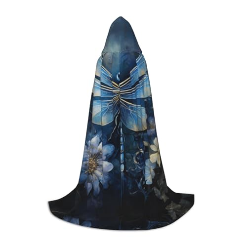 GUOLGP Art Blue Libellen-Druck, Halloween, Kapuzenumhang, Herren, Damen, Teenager, Zauberer, Robe für Weihnachten, Kostüm, Karneval GUOLGP Art Blue Libellen-Druck, Halloween, Kapuzenumhang, Herren, Damen, Teenager, Zauberer, Robe für Weihnachten, Kostüm, Karneval von GUOLGP