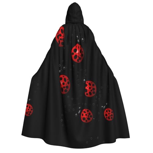 GUOLGP Art Ladybug Tracks Print Männer und Frauen Erwachsene Kapuzenumhang für Halloween, Weihnachten, Karneval, Mottopartys von GUOLGP