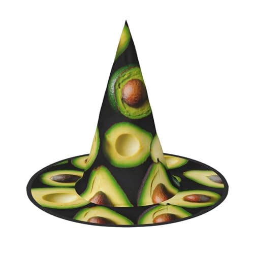 GUOLGP Avocado-Druck, stilvoller Halloween-Hexenhut, für Partys, Karneval und Cosplay, leicht, faltbar von GUOLGP