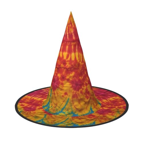 GUOLGP Batik-Hexenhut im Hippie-Stil, stilvoll, Halloween, für Partys, Karneval und Cosplay, leicht, faltbar von GUOLGP