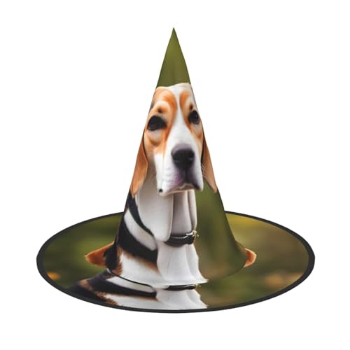 GUOLGP Beagle-Hunde-Druck, stilvoller Halloween-Hexenhut, für Partys, Karneval und Cosplay, leicht, faltbar von GUOLGP
