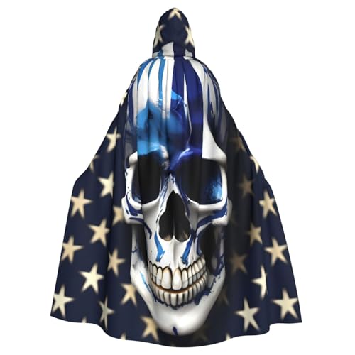 GUOLGP Blaue gestreifte Sterne, Totenkopf-Druck, Halloween-Kostüm mit Kapuze, für Erwachsene und Kinder, für Cosplay-Partys und Festivals GUOLGP Blaue gestreifte Sterne, Totenkopf-Druck, Halloween-Kostüm mit Kapuze, für Erwachsene und Kinder, für Cosplay-Partys und Festivals von GUOLGP