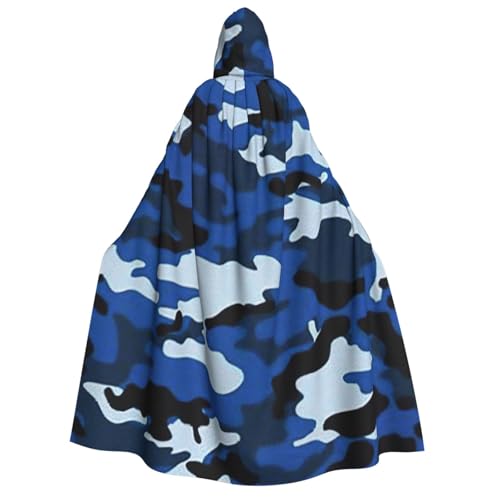 GUOLGP Blauer Camouflage-Umhang für Damen und Herren mit Kapuze für Halloween, Weihnachten, Karneval, Mottopartys von GUOLGP