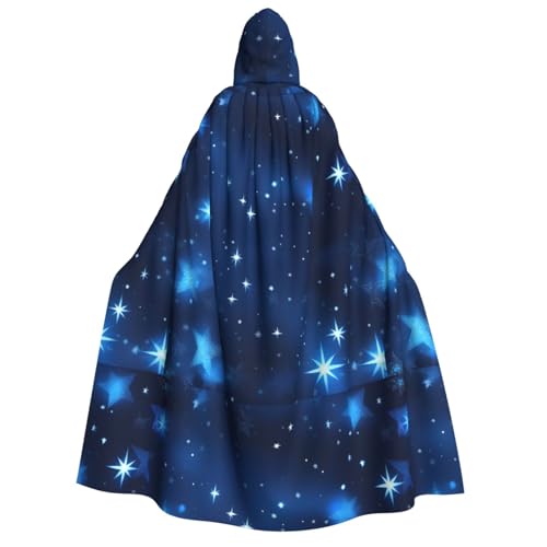 GUOLGP Blauer glänzender Sternenmuster-Druck, für Damen und Herren, Kapuzenumhang für Halloween, Weihnachten, Karneval, Mottopartys von GUOLGP