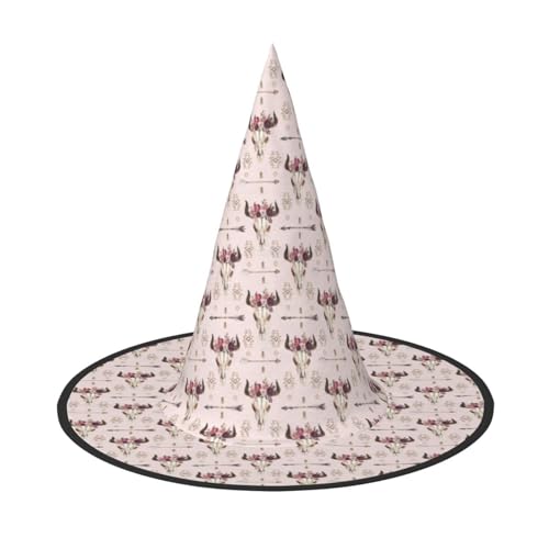 GUOLGP Bullenschädel Tribal Print Stilvoller Halloween Hexenhut für Partys Karneval und Cosplay Leicht Faltbar GUOLGP Bullenschädel Tribal Print Stilvoller Halloween Hexenhut für Partys Karneval und Cosplay Leicht Faltbar von GUOLGP