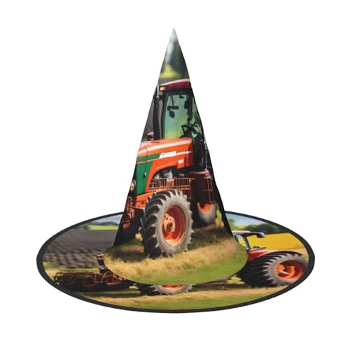 GUOLGP Company Farm-Traktoren-Druck, stilvoller Halloween-Hexenhut, für Partys, Karneval und Cosplay, leicht, faltbar von GUOLGP
