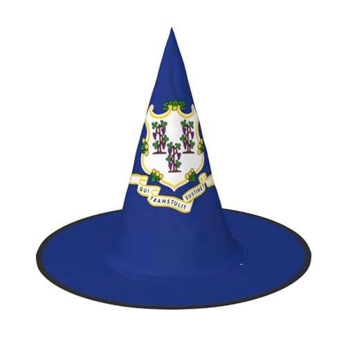 GUOLGP Connecticut Staatsflaggen-Druck, stilvoller Halloween-Hexenhut, für Partys, Karneval und Cosplay, leicht, faltbar von GUOLGP