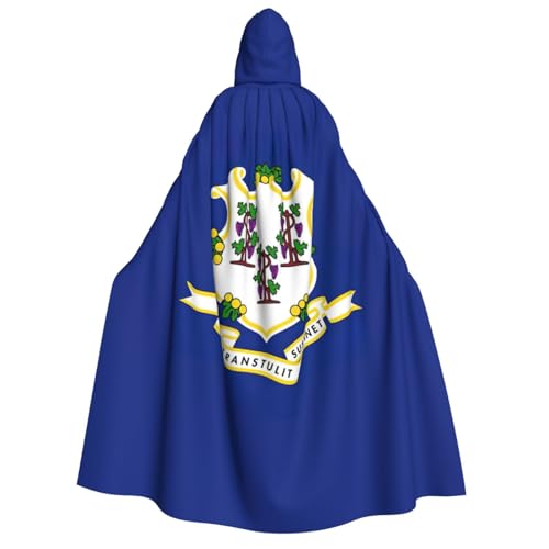 GUOLGP Connecticut Umhang mit Staatsflagge, für Damen und Herren, mit Kapuze, für Halloween, Weihnachten, Karneval, Mottopartys von GUOLGP