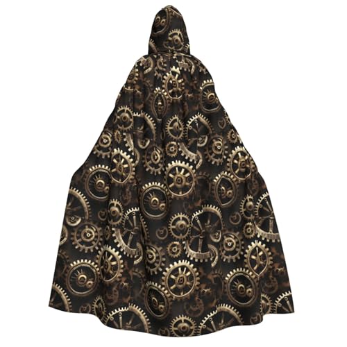 GUOLGP Coole Steampunk-Zahnräderaufdruck, für Damen und Herren, Kapuzenumhang für Halloween, Weihnachten, Karneval, Mottopartys von GUOLGP