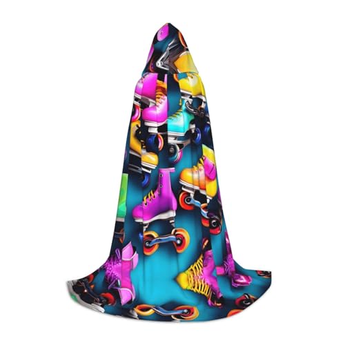 GUOLGP Farbenfroher Rollschuh-Druck, Halloween, Kapuzenumhang, für Herren, Damen, Teenager, Zauberer, Robe für Weihnachten, Kostüm, Karneval GUOLGP Farbenfroher Rollschuh-Druck, Halloween, Kapuzenumhang, für Herren, Damen, Teenager, Zauberer, Robe für Weihnachten, Kostüm, Karneval von GUOLGP